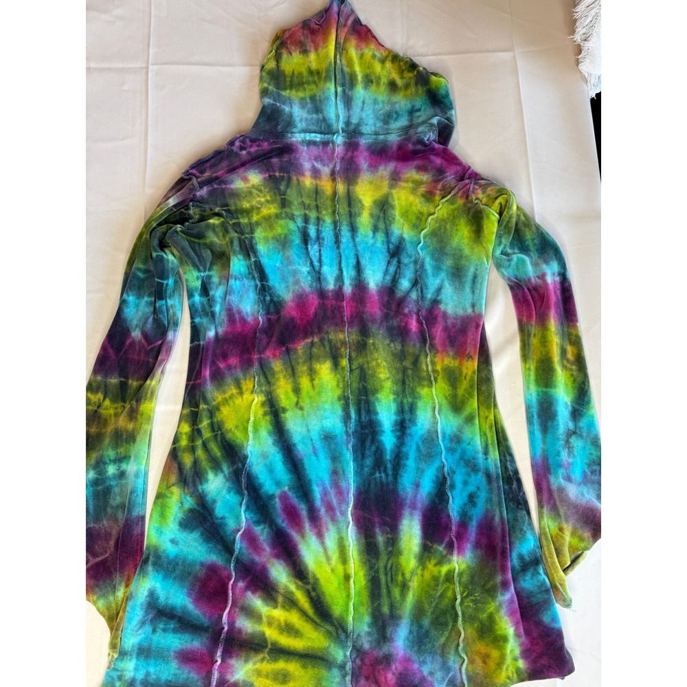 Tie Dye Zip Hoodie Jacket Hippie Festival Grunge Fairycore Y2K Layering Hoodie-S - Picture 6 of 9